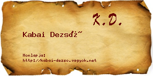 Kabai Dezső névjegykártya